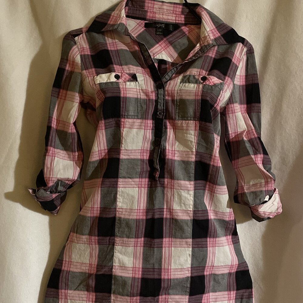 City Streets Womens Blouse Size Small Pink, Black & White